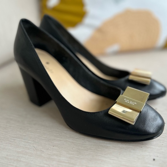 Kate Spade Black Leather Pumps Size 7 - Picture 1 of 10